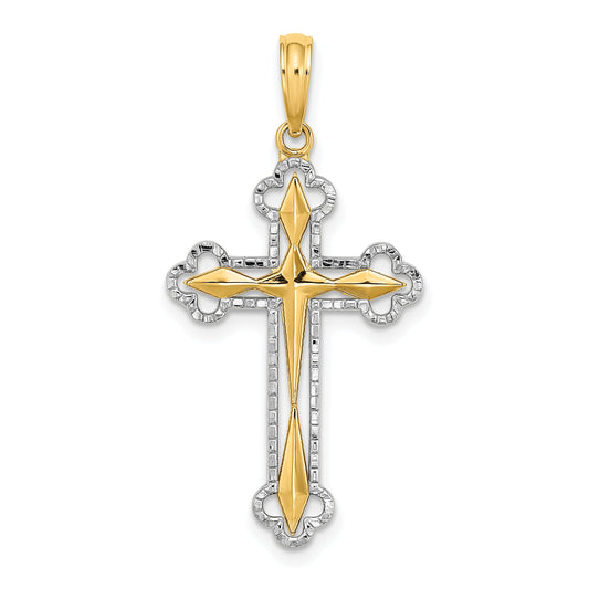 10K Yellow W/Rhodium 10K W/ Rhodium D/C Reversible Cross Charm