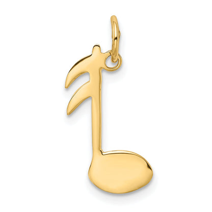 10K Yellow Gold Polished Flat-Backed Musical Note Charm