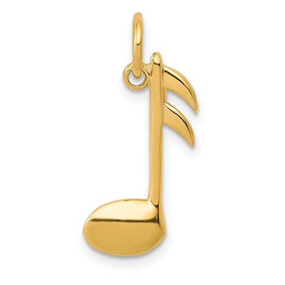 10K Yellow Gold Polished Flat-Backed Musical Note Charm