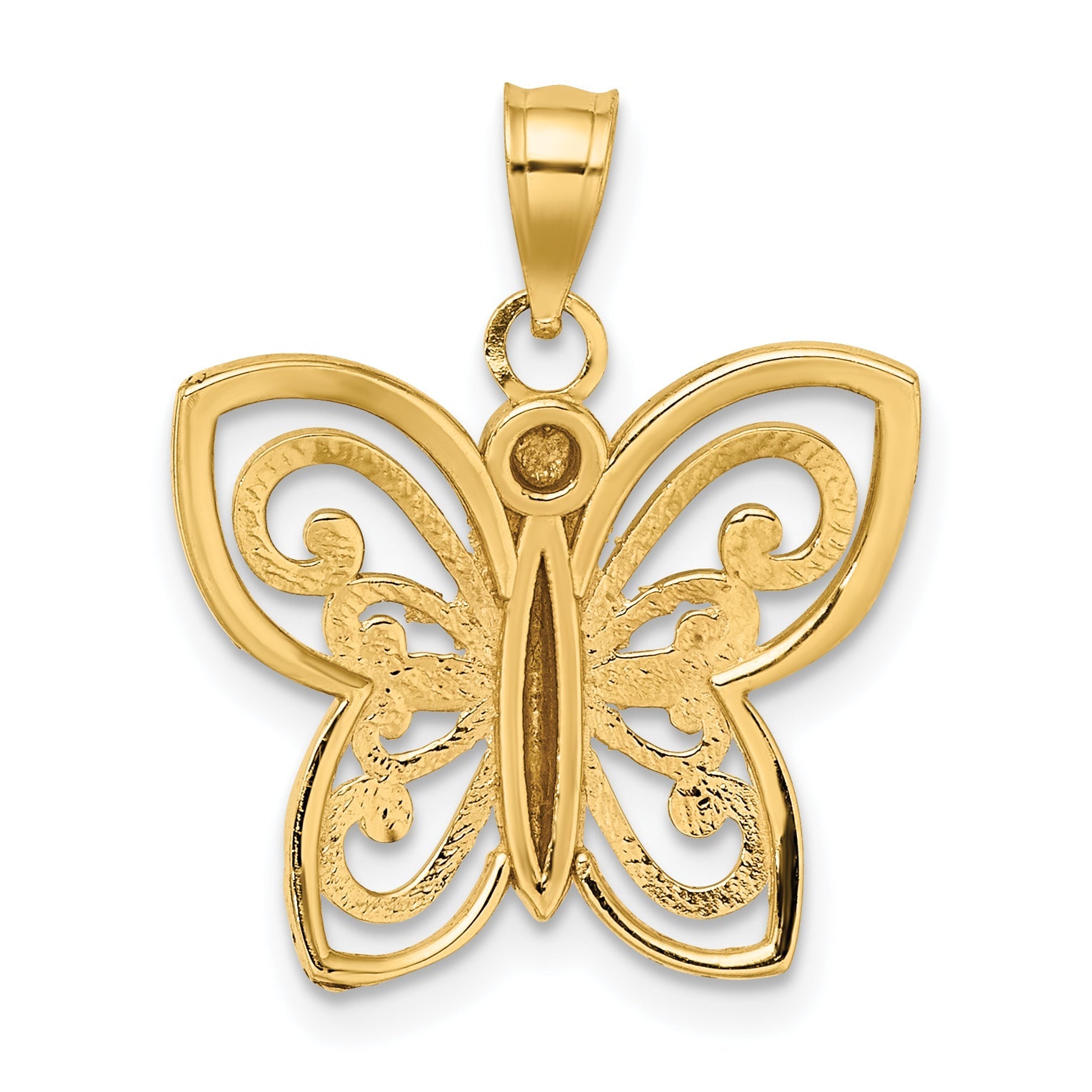 10K Yellow W/Rhodium W/ Rhodium D/C Butterfly Charm