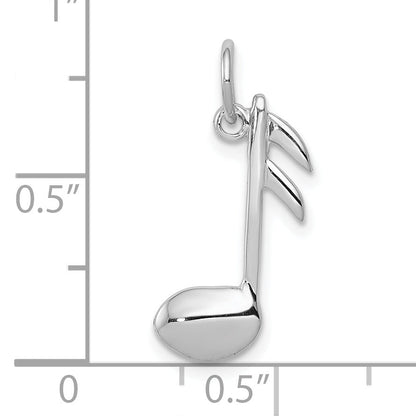 10K White Gold Polished Flat-Backed Musical Note Charm
