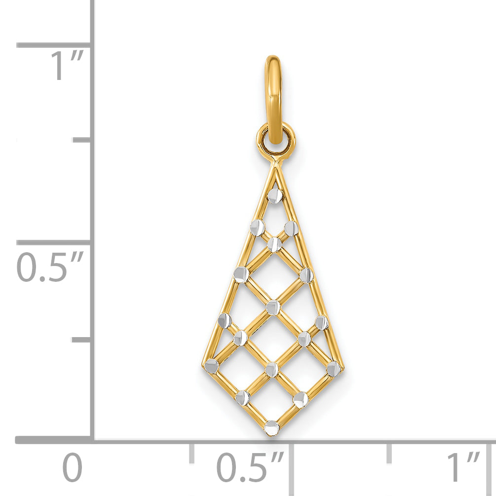 10K Yellow W/Rhodium 10K D/C Small Criss-Cross Charm