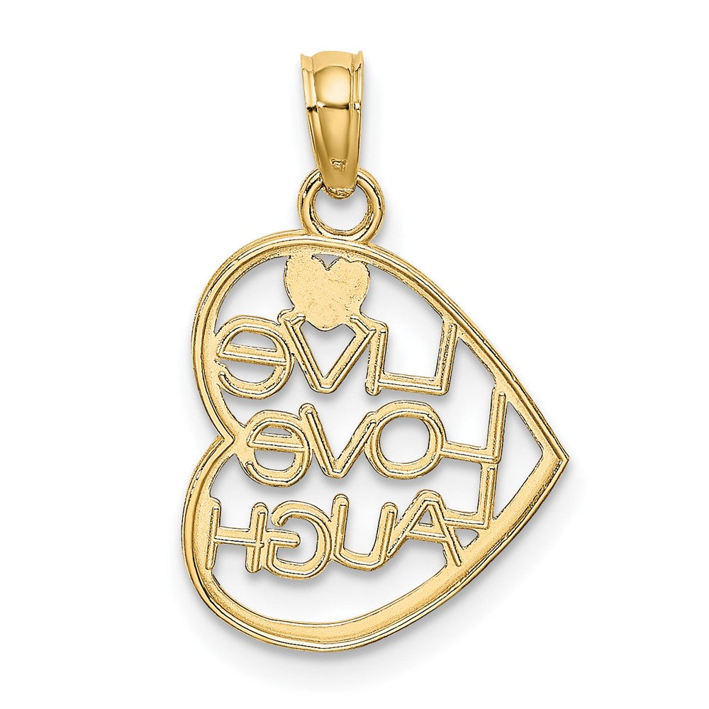 10K Yellow W/Rhodium 10K W/ Rhodium Live Love Laugh In Heart Charm