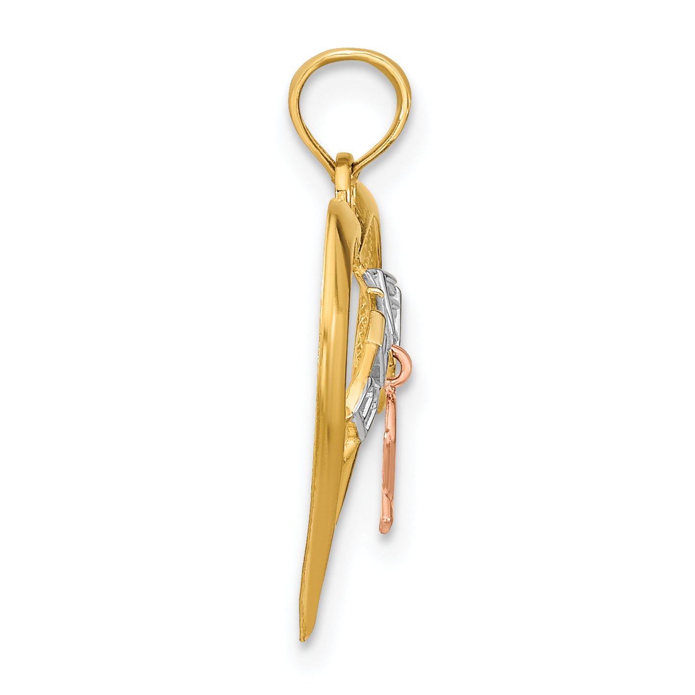 10K Two-Tone With White Rhodium Believe In Heart W/ Breast Cancer Ribbon