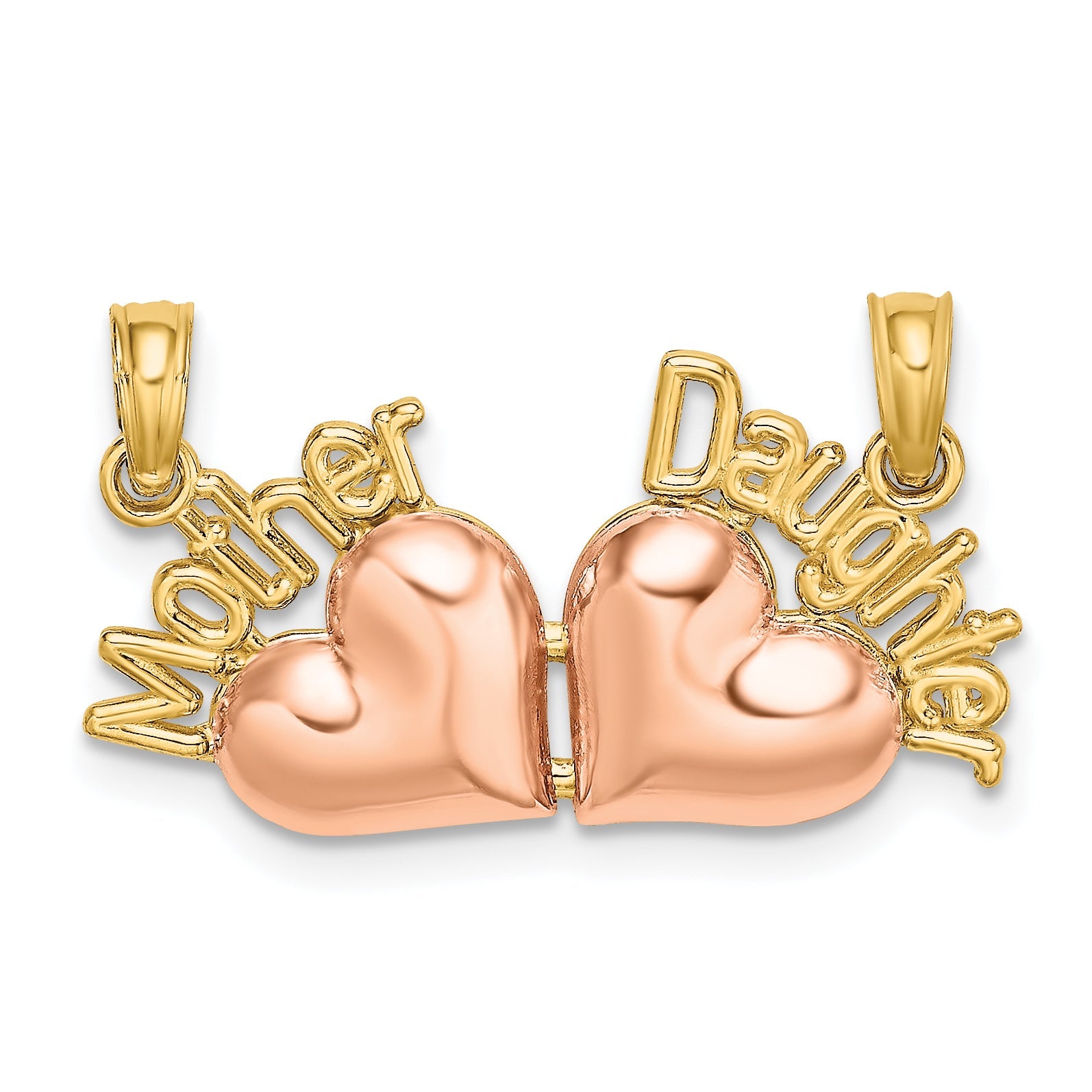 10K Two-Tone Two-Tone Mother And Daughter Break-Apart Hearts Charm