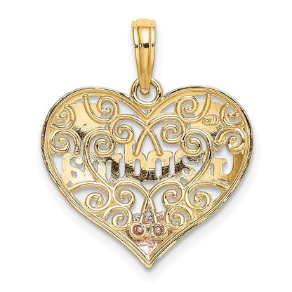 10K Two-Tone 10K W/White Rhodium Grandma Heart Charm
