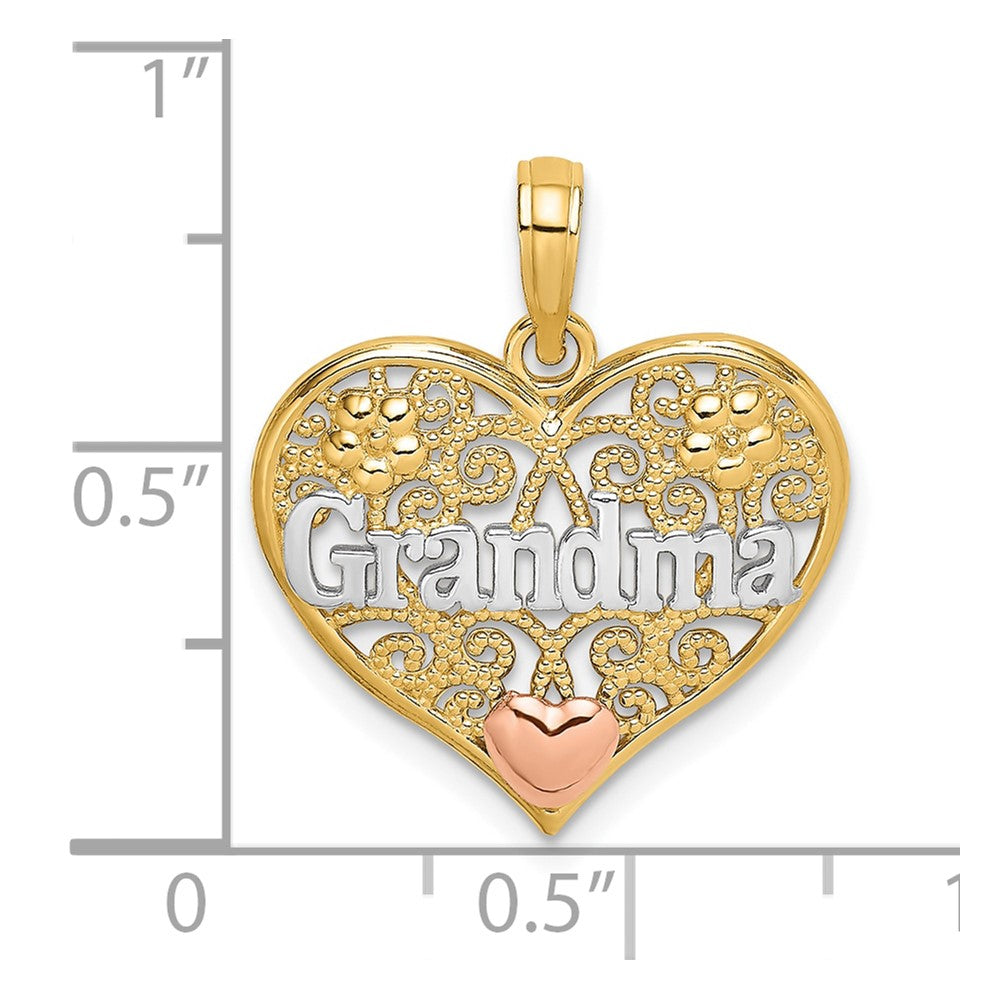 10K Two-Tone 10K W/White Rhodium Grandma Heart Charm