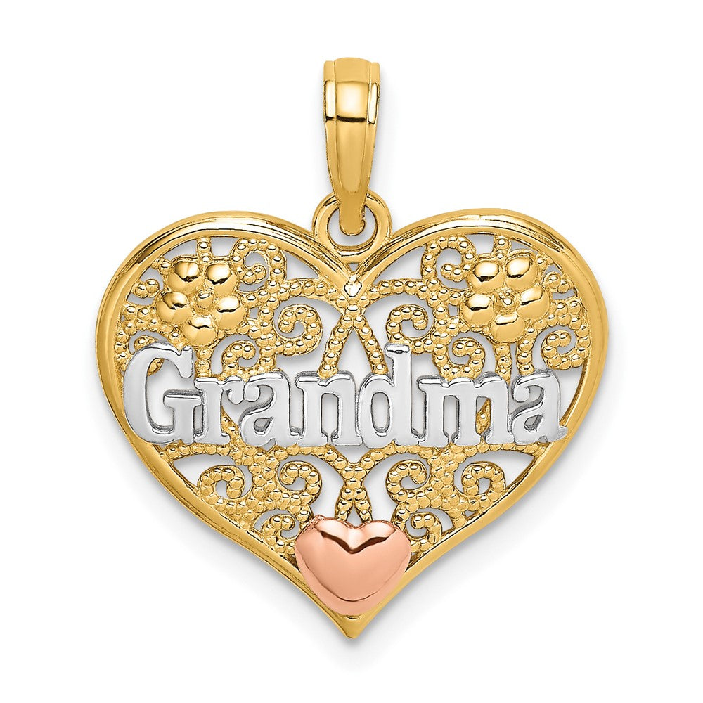 10K Two-Tone 10K W/White Rhodium Grandma Heart Charm