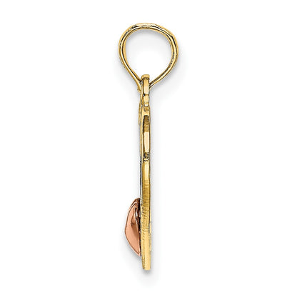 10K Two-Tone W/White Rhodium Mom And Heart Pendant