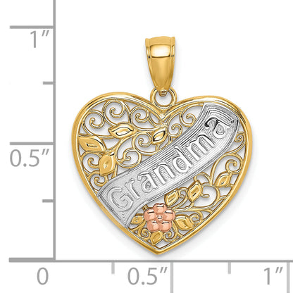 10K Two-Tone 10K W/White Rhodium Grandma Heart Charm