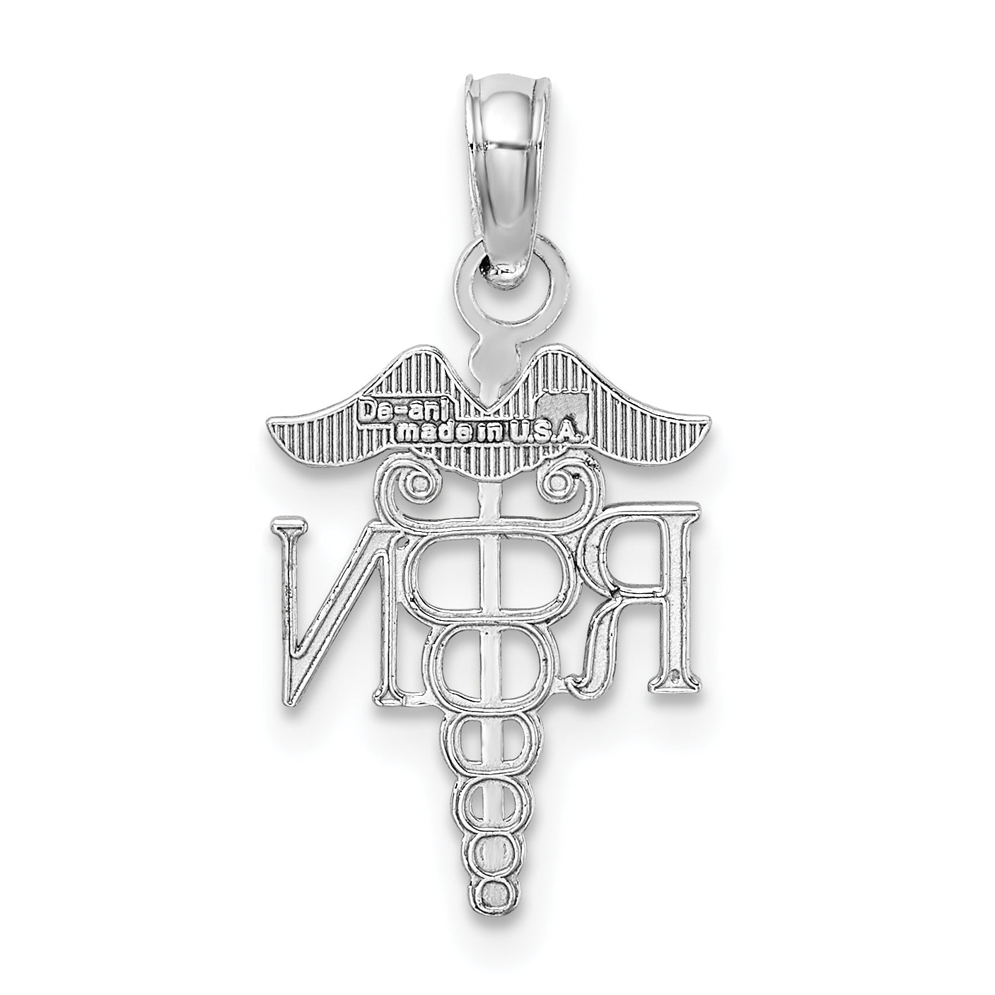 10K White Gold 10K Rn Caduceus Pendant