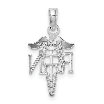 10K White Gold 10K Rn Caduceus Pendant