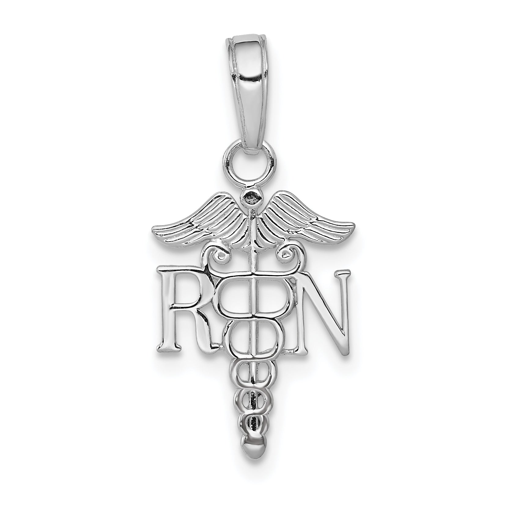 10K White Gold 10K Rn Caduceus Pendant