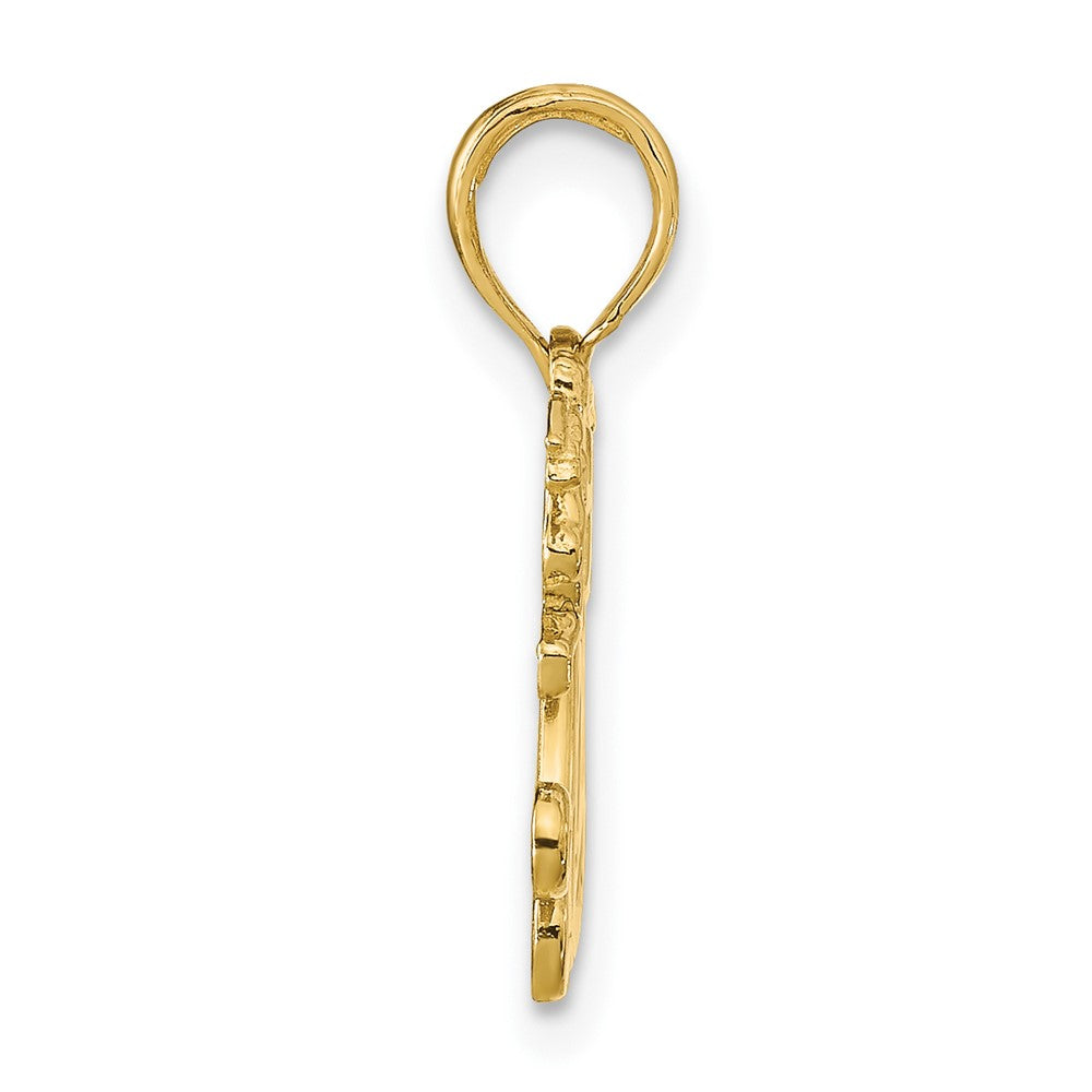 10K Yellow Gold 10K Polished Mom W/Heart And Angels Pendant