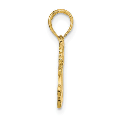 10K Yellow Gold 10K Polished Mom W/Heart And Angels Pendant