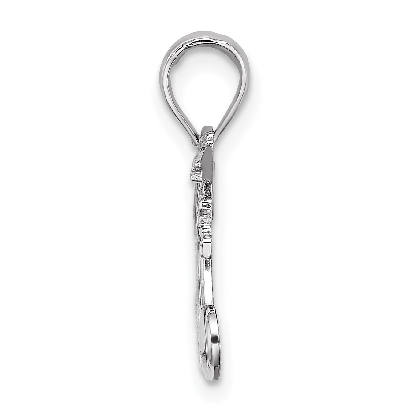 10K White Gold Polished Mom W/Heart And Angels Pendant