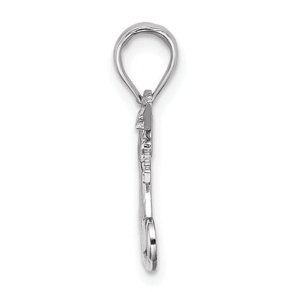 10K White Gold Polished Mom W/Heart And Angels Pendant