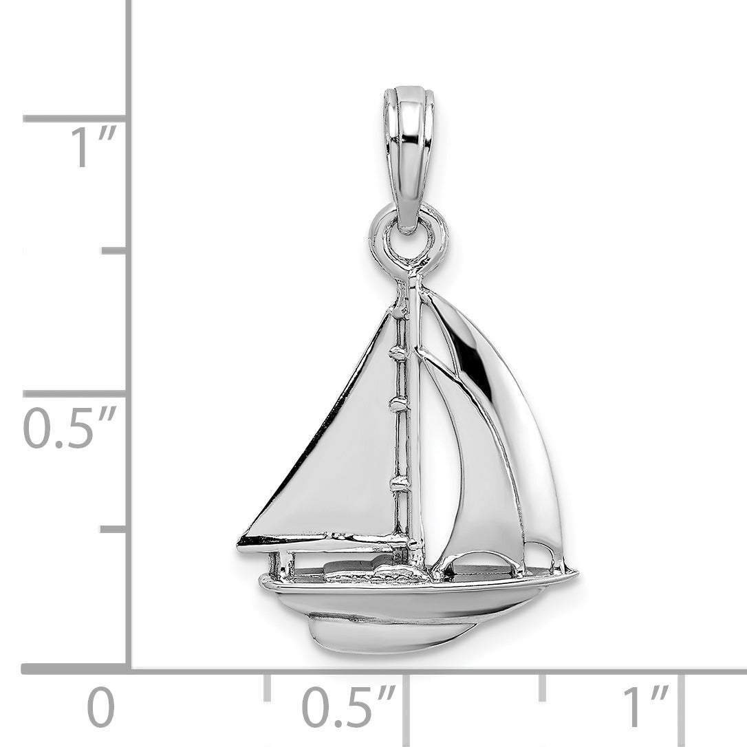 10K White Gold 10K Polished Sailboat Charm