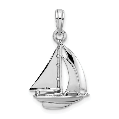 10K White Gold 10K Polished Sailboat Charm