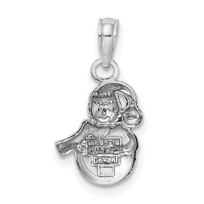 10K White Gold Snowman Pendant