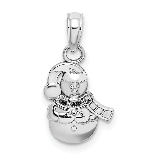 10K White Gold Snowman Pendant
