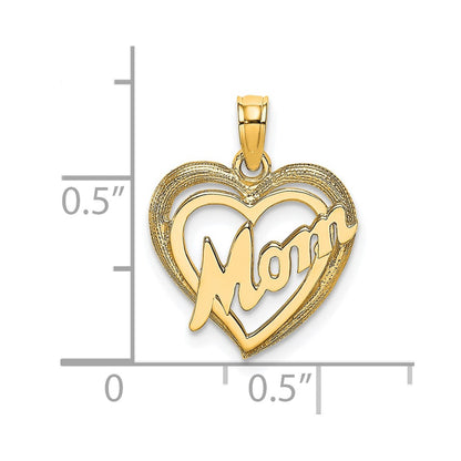 10K Yellow Gold 10K Mom Inside Heart Charm