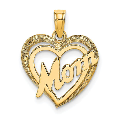 10K Yellow Gold 10K Mom Inside Heart Charm