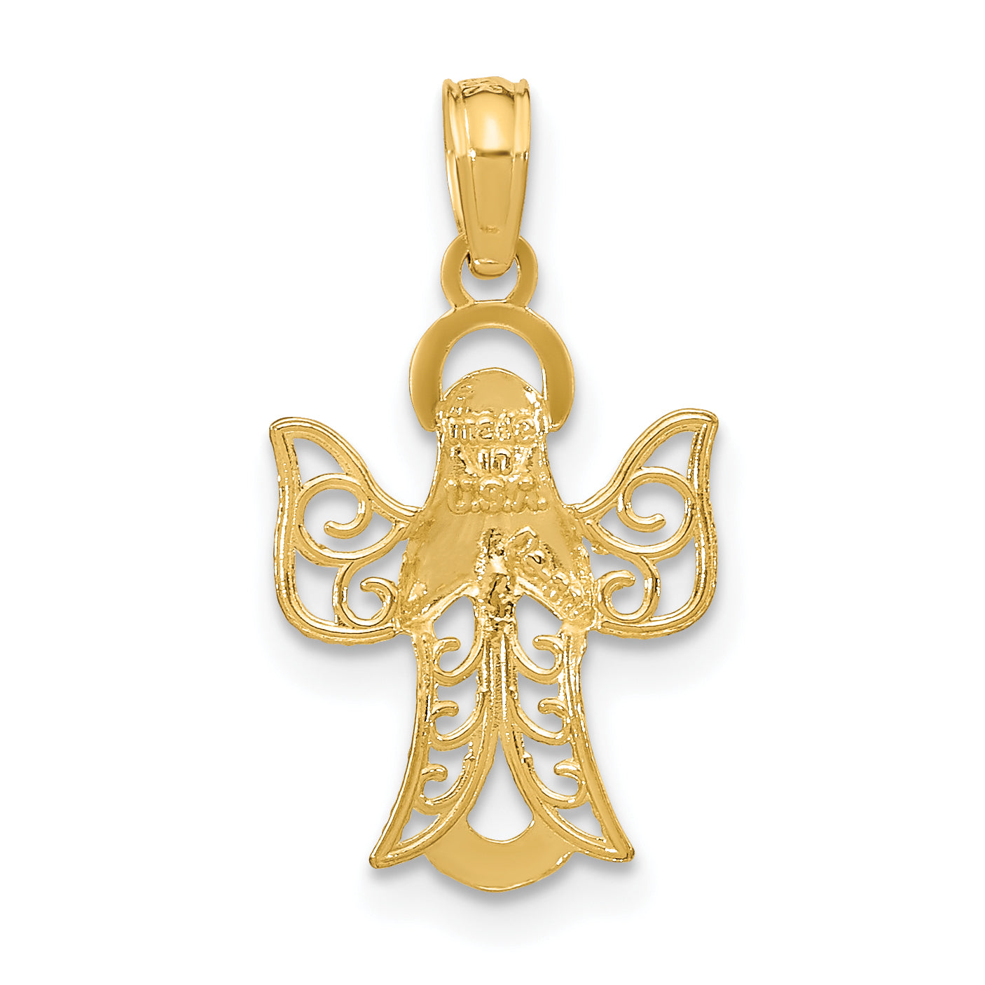 10K Yellow Gold 10K Angel W/Filigree Cut-Out Wings Charm
