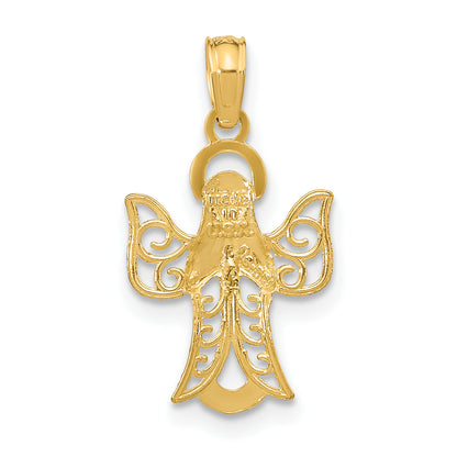 10K Yellow Gold 10K Angel W/Filigree Cut-Out Wings Charm