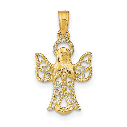 10K Yellow Gold 10K Angel W/Filigree Cut-Out Wings Charm