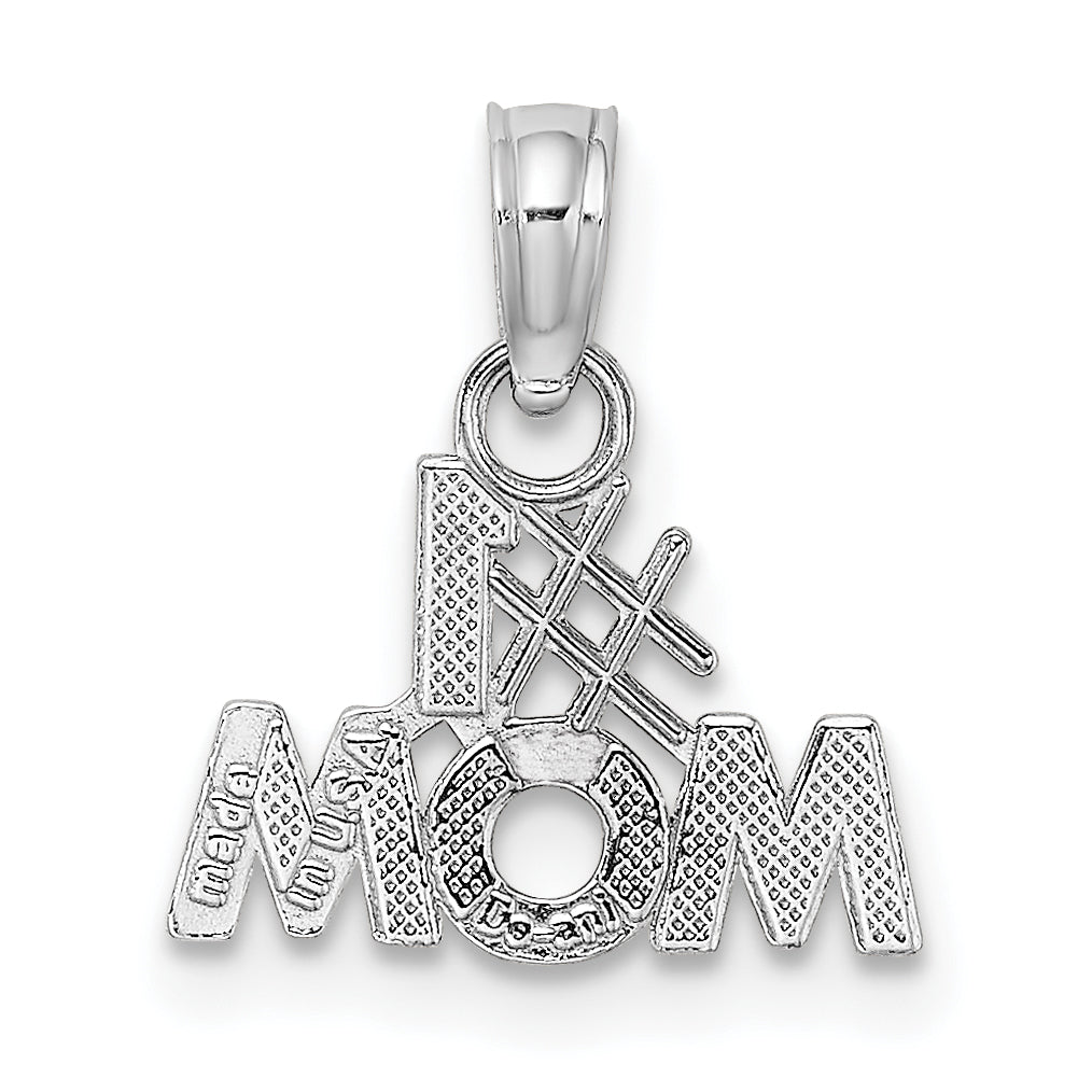10K White Gold Polished #1 Mom Pendant