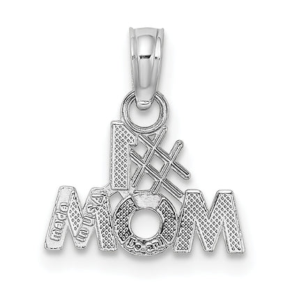 10K White Gold Polished #1 Mom Pendant