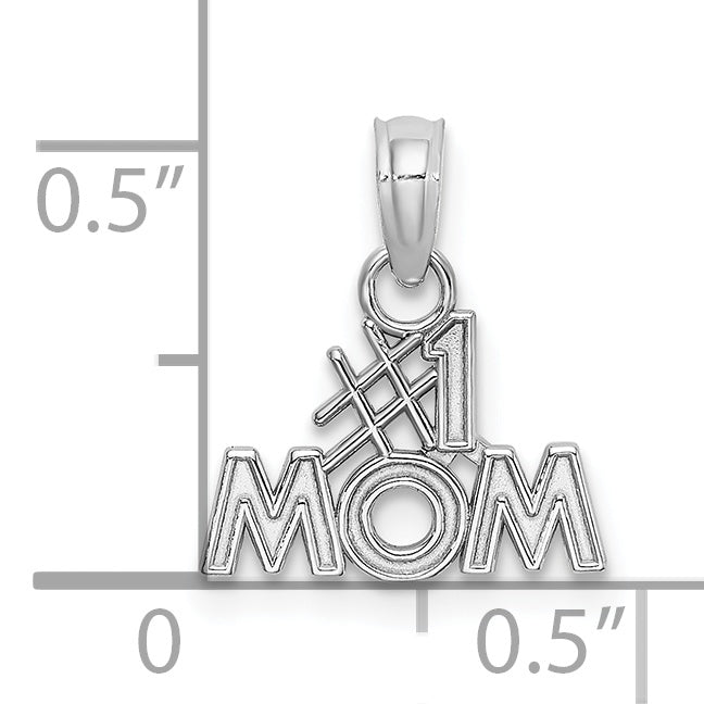 10K White Gold Polished #1 Mom Pendant