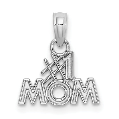 10K White Gold Polished #1 Mom Pendant