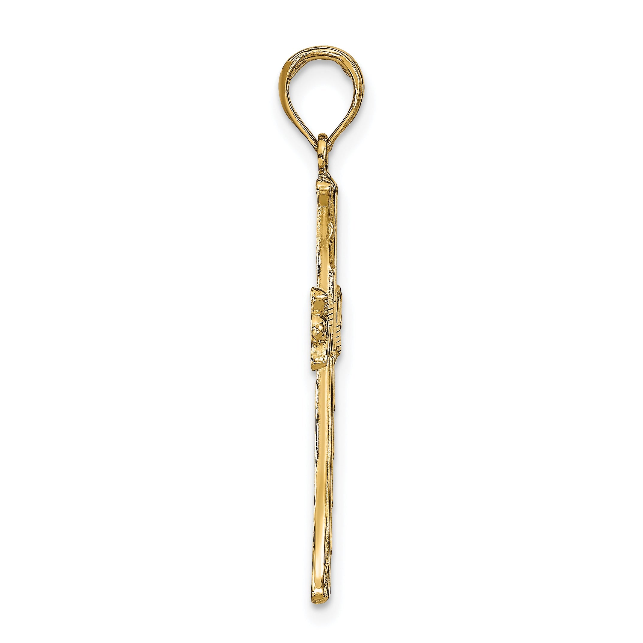 10K Yellow Gold 10K Textured W/Square Center Cross Pendant