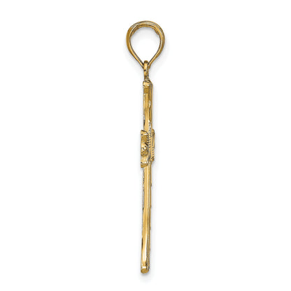 10K Yellow Gold 10K Textured W/Square Center Cross Pendant