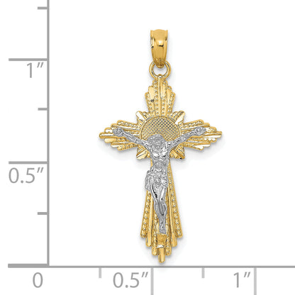 10K Two-Tone 10K D/C Crucifix Pendant
