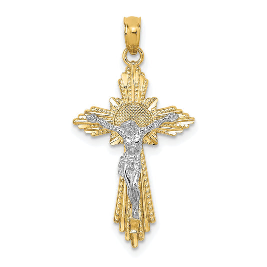10K Two-Tone 10K D/C Crucifix Pendant