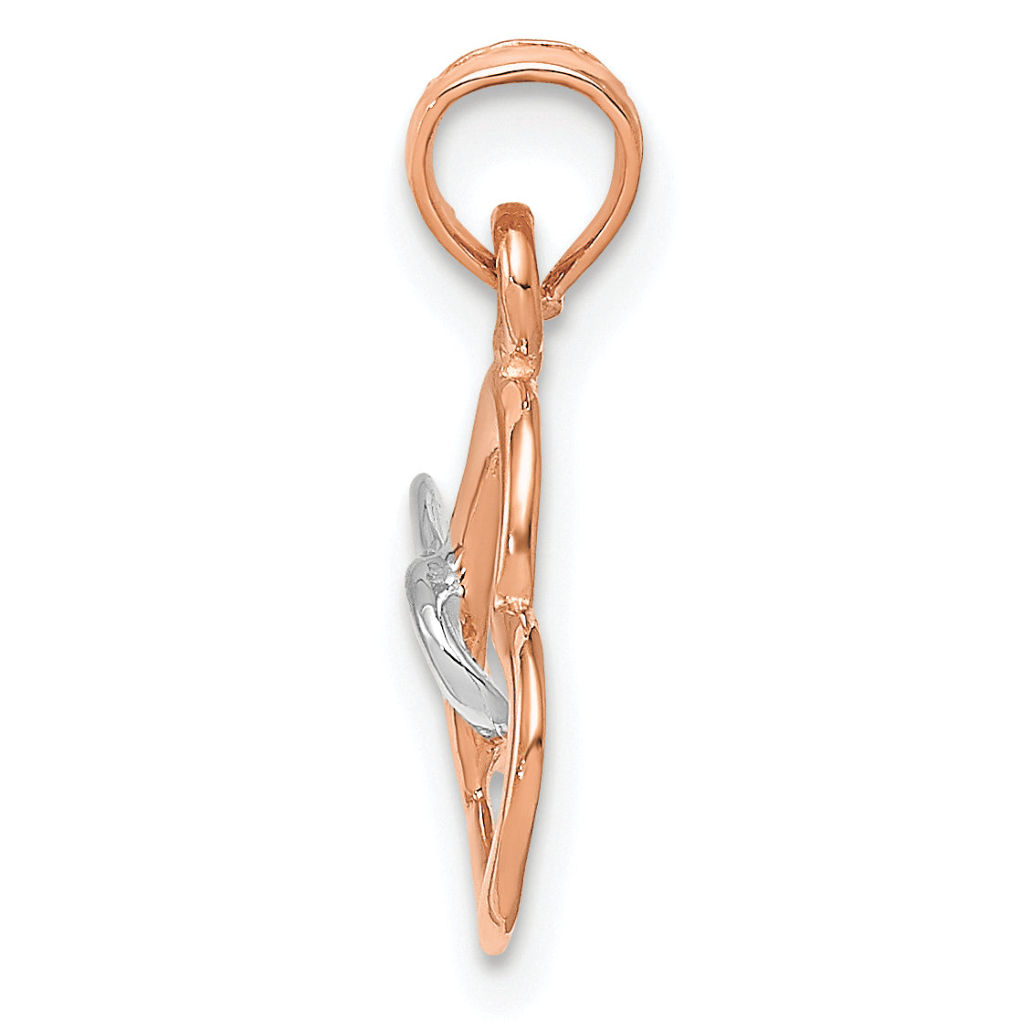 10K Two-Tone 10K Polished Intertwined Double Heart Pendant