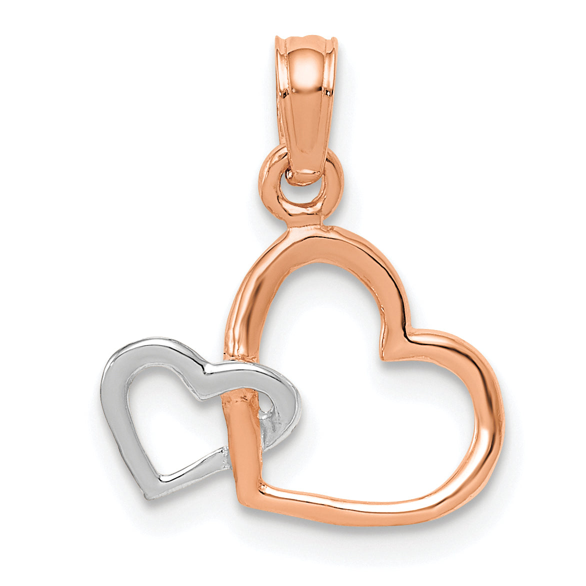 10K Two-Tone 10K Polished Intertwined Double Heart Pendant