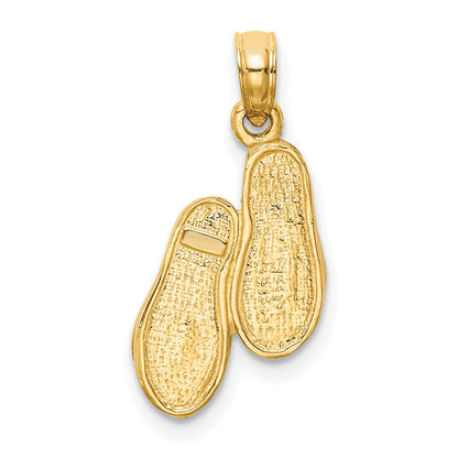 10K Yellow W/Rhodium & Rhodium Solid Polished Sandals Pendant