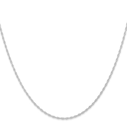 2 Inch 10K White Gold 10K 1.15mm Carded Cable Rope Chain Necklace
