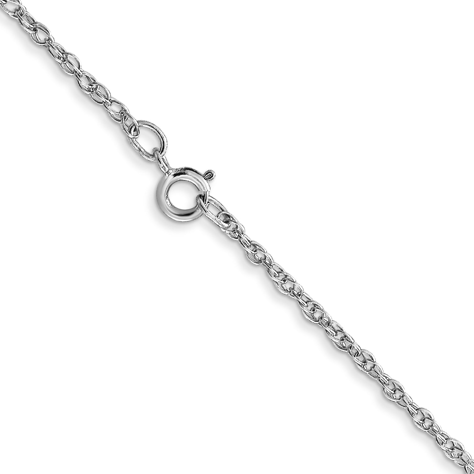 22 Inch 10K White Gold 10K 1.15mm Carded Cable Rope Chain Necklace