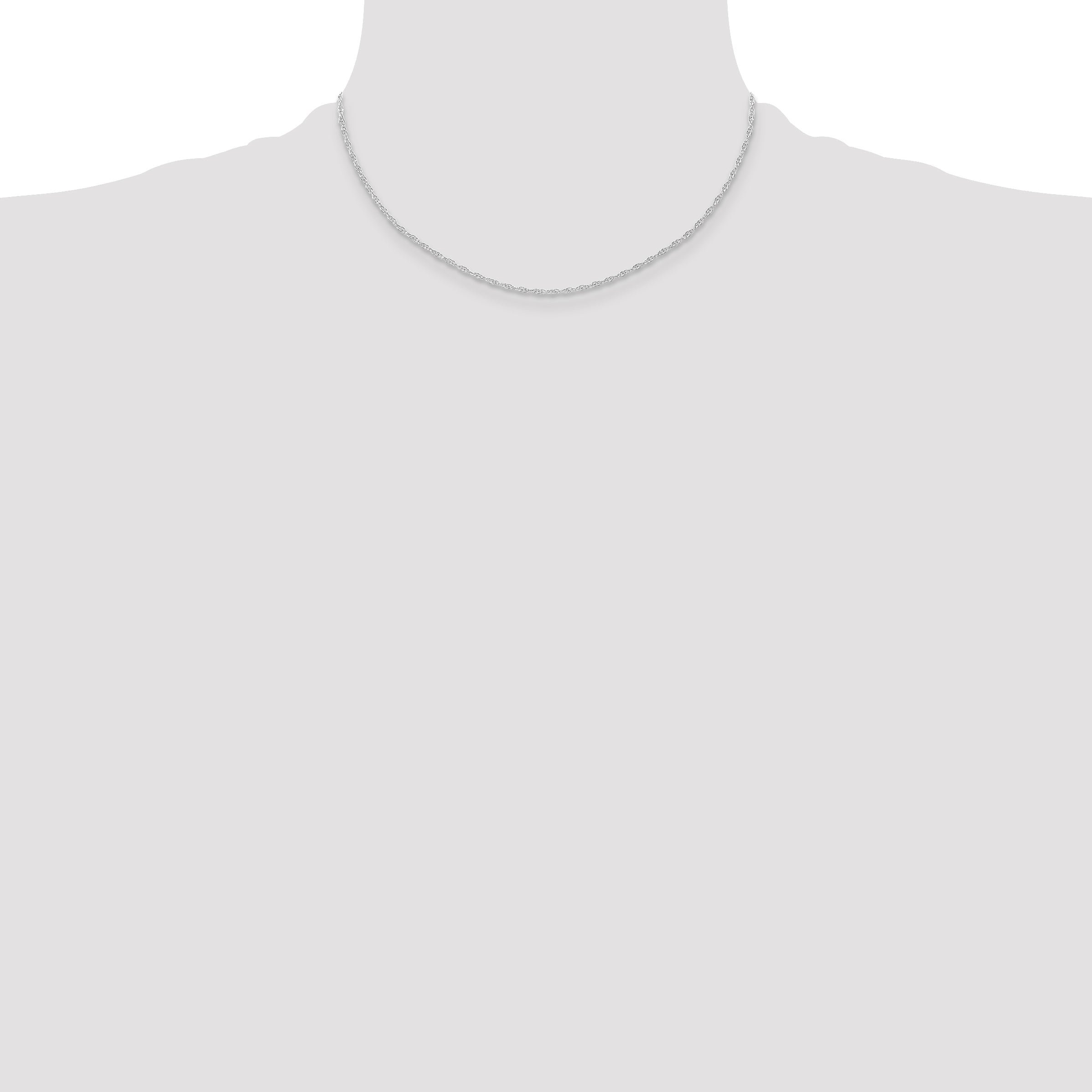 16 Inch 10K White Gold 10K 1.15mm Carded Cable Rope Chain Necklace