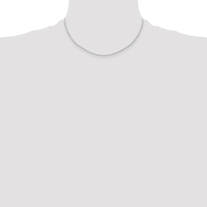 16 Inch 10K White Gold 10K 1.15mm Carded Cable Rope Chain Necklace