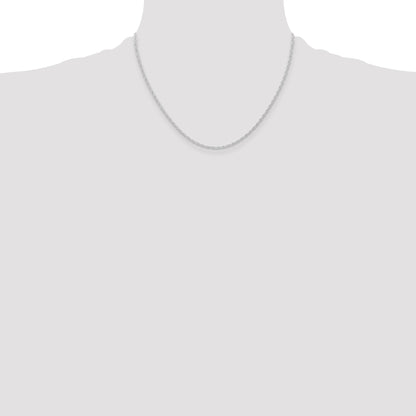 18 Inch 10K White Gold 10K 1.15mm Carded Cable Rope Chain Necklace