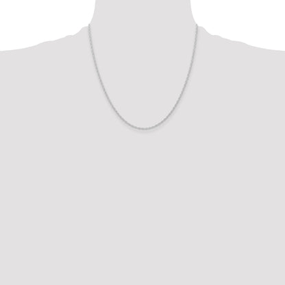 2 Inch 10K White Gold 10K 1.15mm Carded Cable Rope Chain Necklace
