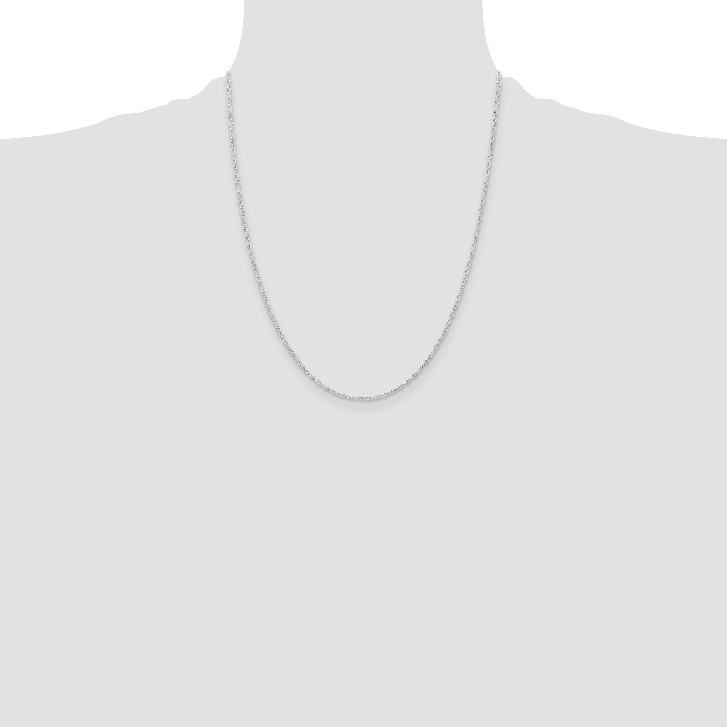 22 Inch 10K White Gold 10K 1.15mm Carded Cable Rope Chain Necklace