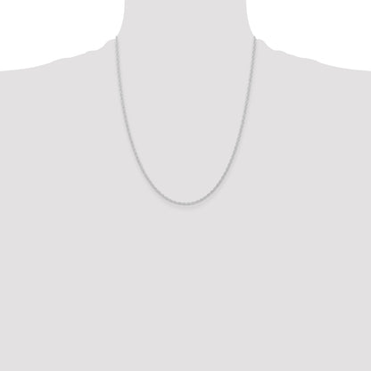 22 Inch 10K White Gold 10K 1.15mm Carded Cable Rope Chain Necklace