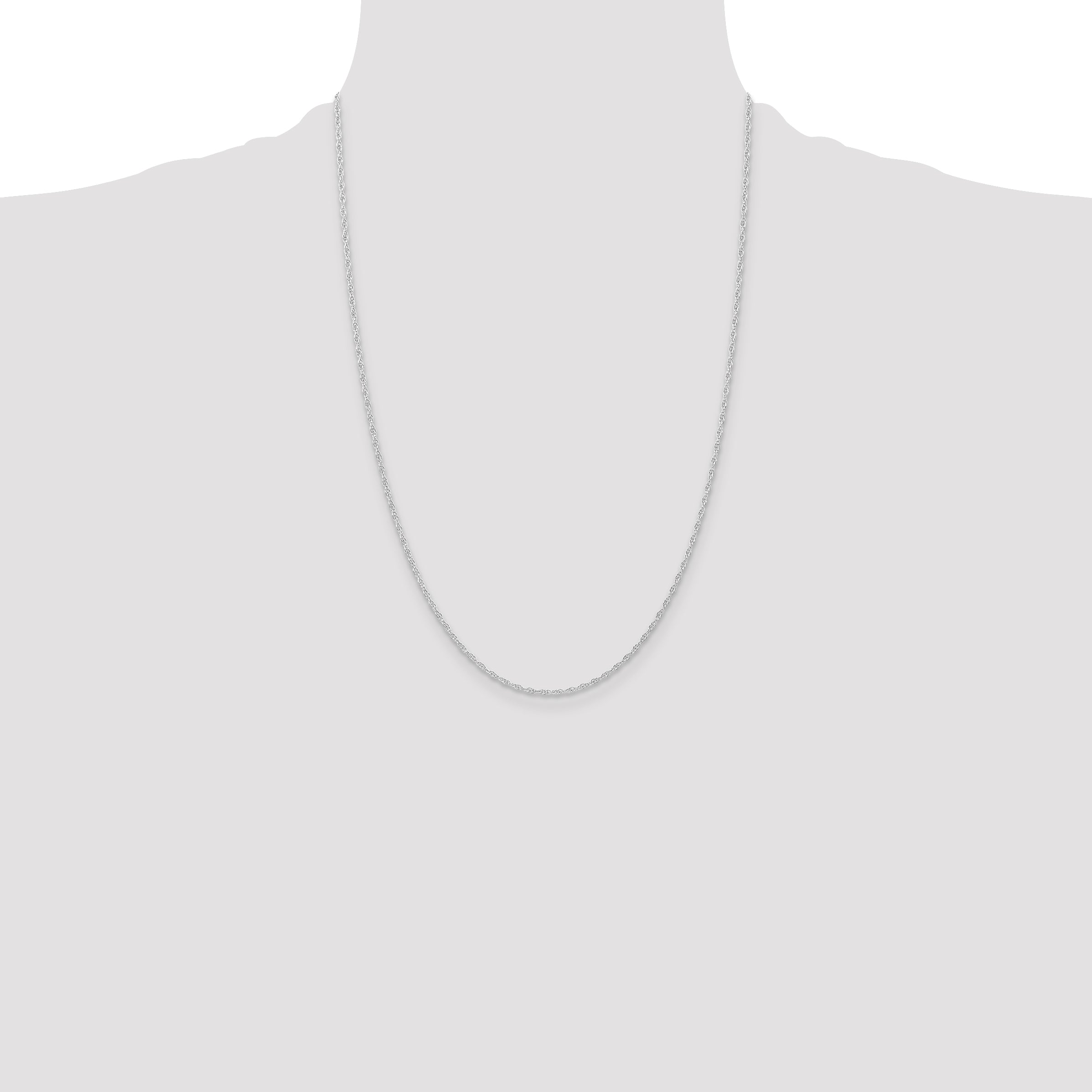 24 Inch 10K White Gold 10K 1.15mm Carded Cable Rope Chain Necklace